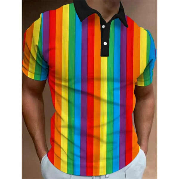 Men's 3D Rainbow Printing Summer Casual T-shirt Top - Image 7