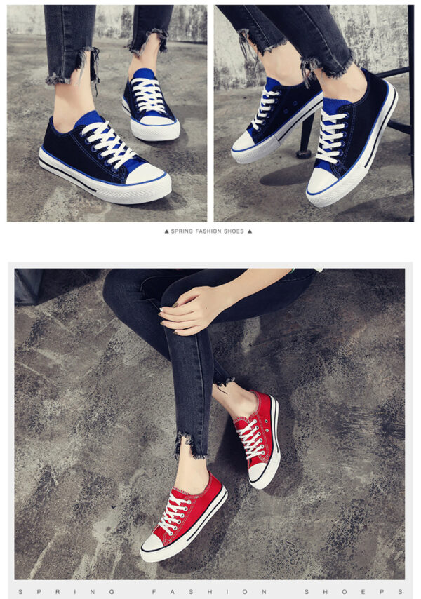 Spring New Korean Style Couple Candy Color Canvas Shoes Male Student Lace Up Casual Flat Shoes Trendy Cloth Shoes - Image 6