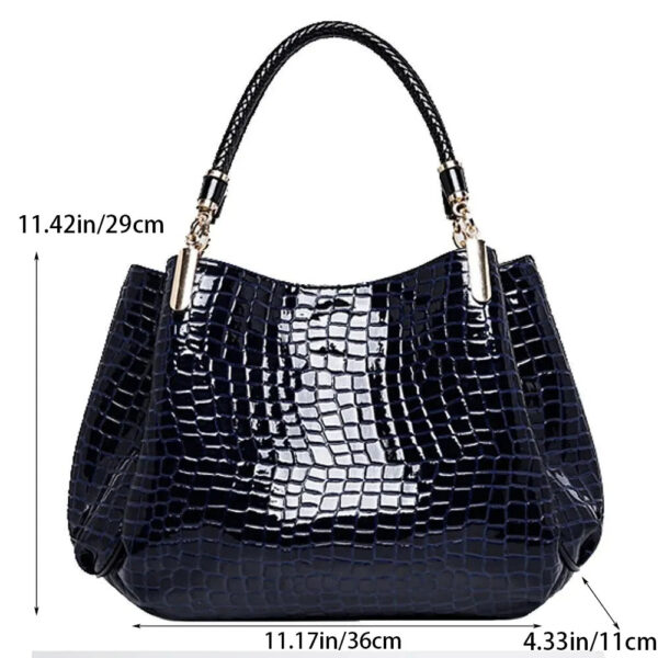 Women's Bag Large Capacity Tote Daily Commute Women's Shoulder Bag Crocodile Print Bright Face Handbag Shopping - Image 6