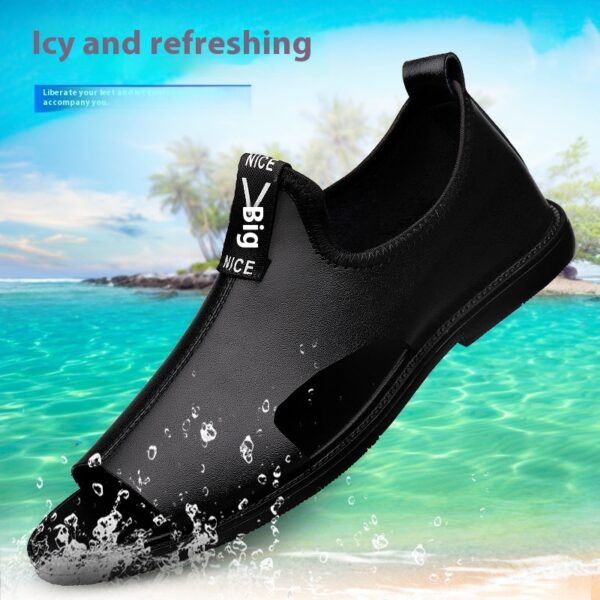 Toed First Layer Cowhide Sandals Men's Bag Heel Side Empty Leather Beach Non-slip Wear-resistant - Image 5