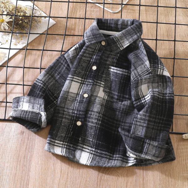 Children's Retro Color Matching Cardigan New Polo Collar Jacket - Image 9