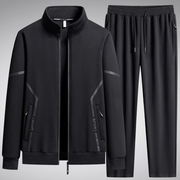 Two-piece Set Fleece-lined Thickened New Stand Collar Men's Leisure Sports Suit - Image 8