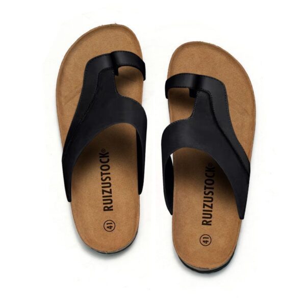 Summer Men's Cork Flip Flops Color Matching Beach Shoes - Image 2