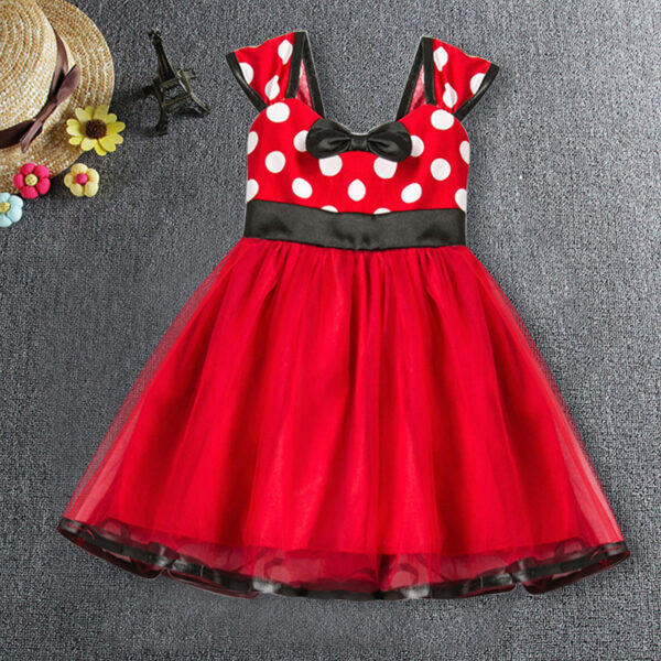 Sleeveless Vest Polka Dot Bow Princess Dress - Image 4