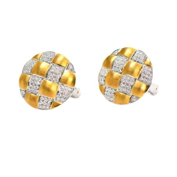 18K Gold Diamond Personality Fashion Braided Brushed Craft Earrings - Image 3