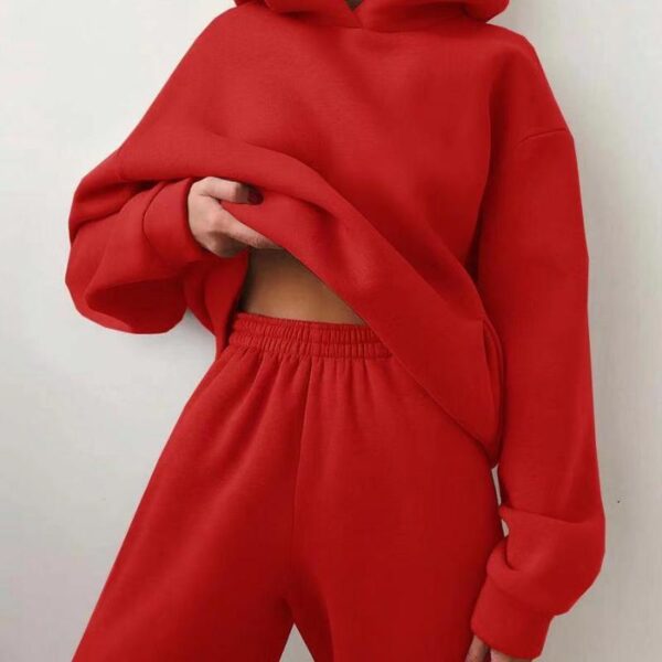 Women's Casual Hooded Sweater Two-piece Suit Clothes Hoodie Tracksuit - Image 7