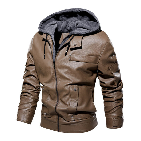 Men's US Size Leather Coat Fashionable Warm - Image 8