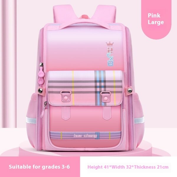 Plaid Schoolbag Grade Spine Protection Student Backpack - Image 10