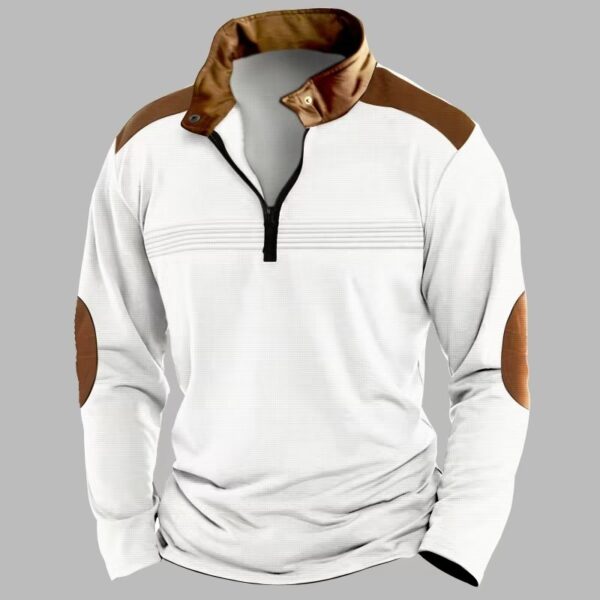 Men's Stitching Polo Shirt Long-sleeve Zipper Sports - Image 5