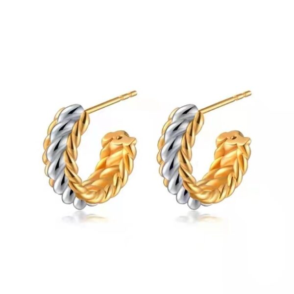 Jewelry 18K Gold Braided Earrings - Image 5