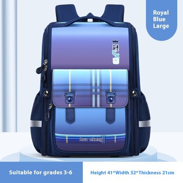 Plaid Schoolbag Grade Spine Protection Student Backpack - Image 8