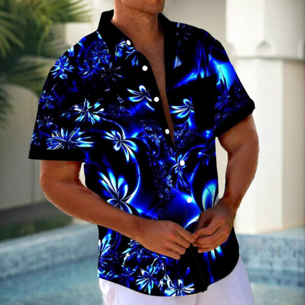 Printed Loose Men's Cardigan Summer Short Sleeve Shirt - Image 5