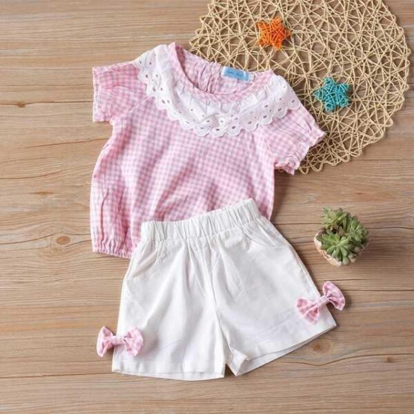 Summer Children Clothes Big Bow T-Shirt Shorts Clothing Set - Image 10