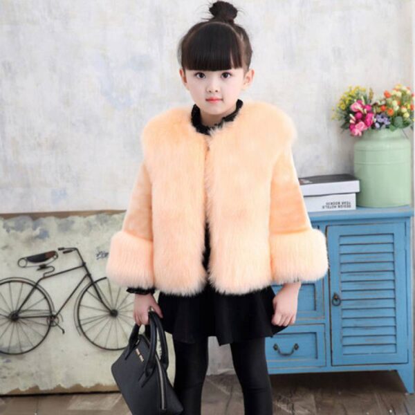 Girls' New Fox Fur Thickened Cotton Coat - Image 7