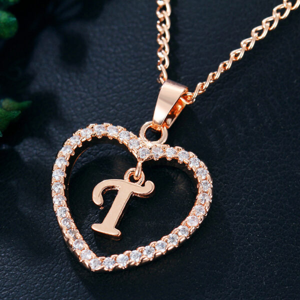 26 Letters Heart-shaped Zircon Pendant Necklace Stainless Steel Gold Color Chains Jewelry Birthday Gift For Women - Image 10