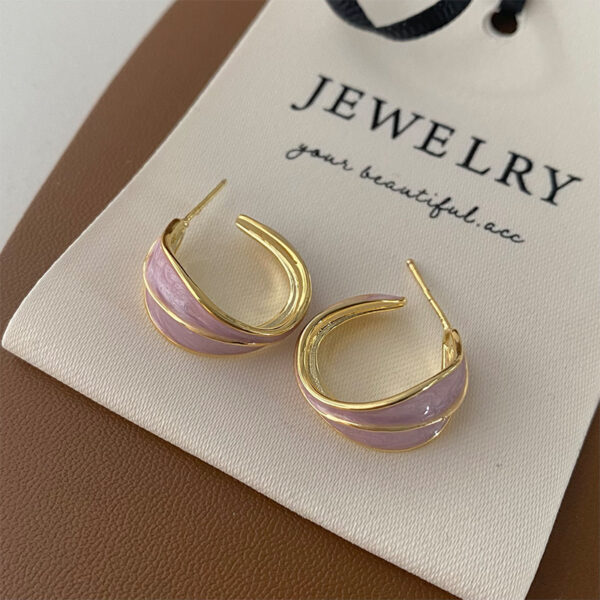 Retro Drip Glazed Round Simple Wild Earrings Women - Image 2