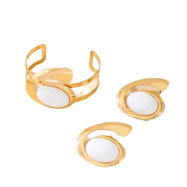 Exaggerated Geometric Trend Irregular Retro Circle Stud Earrings Bangle Women Jewelry Suit - Image 4