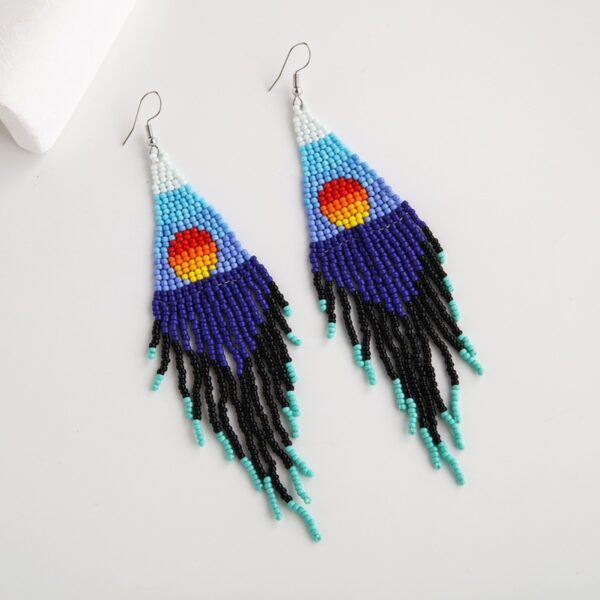 Europe And America Creative Sea Sunrise Landscape Tassel Earrings Female Ethnic Style Long Handmade Bead - Image 4