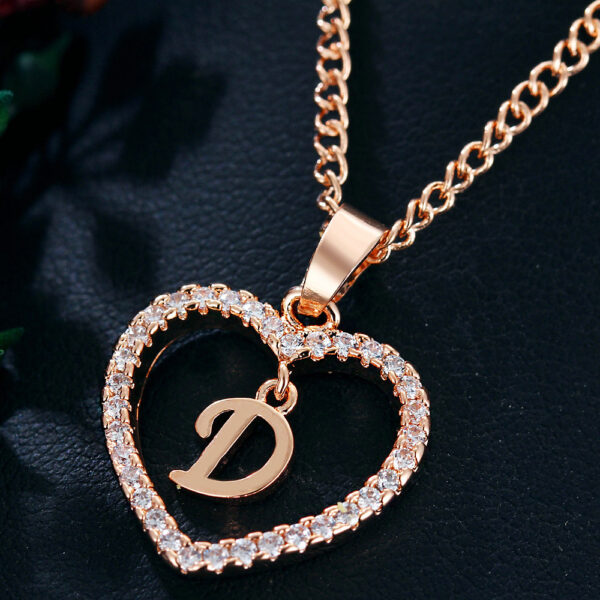 26 Letters Heart-shaped Zircon Pendant Necklace Stainless Steel Gold Color Chains Jewelry Birthday Gift For Women - Image 7