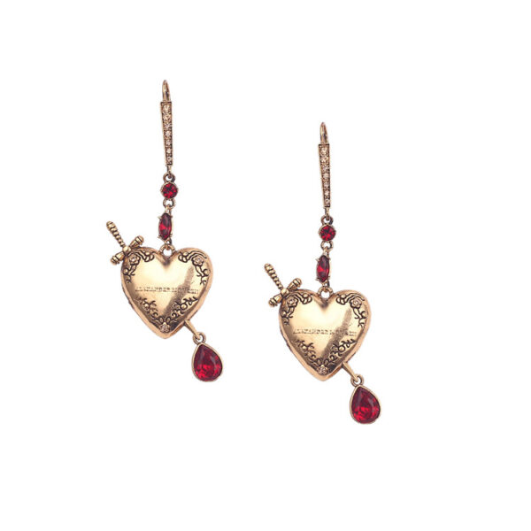 Bohemian Style Maijia Zircon Inlaid Diamond Stone Through Heart Vintage Earrings - Image 5