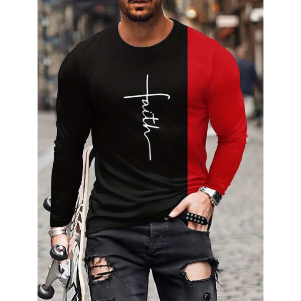 Retro Men's T-shirt 3D Printed Street Hip-hop Loose Crew Neck Casual Long Sleeve - Image 6