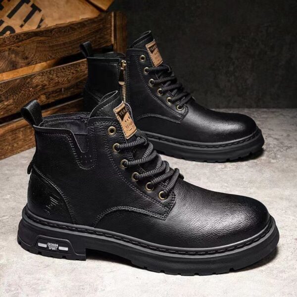 Retro British Style Work Ankle Boots Male - Image 2