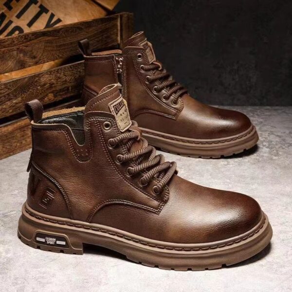 Retro British Style Work Ankle Boots Male - Image 4