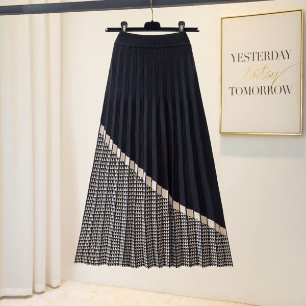 Women's Autumn And Winter New High Waist Thickened Mid-length A- Line Skirt Pleated Wool Skirt - Image 3