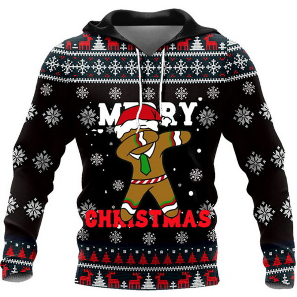 Christmas Printed Men's Hooded Sweatshirt Autumn And Winter Oversized Sweater