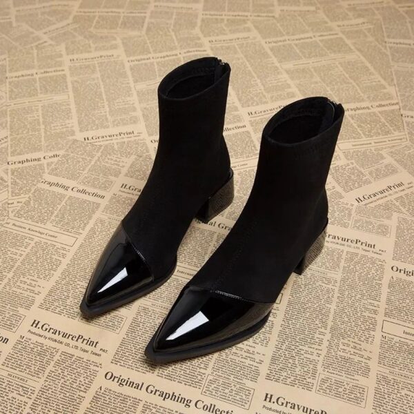 All-match One-suit Skirt Pointed Toe Chunky Heel Comfortable Skinny Boots Women - Image 5