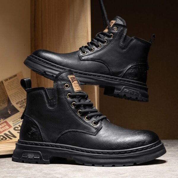 Retro British Style Work Ankle Boots Male - Image 5