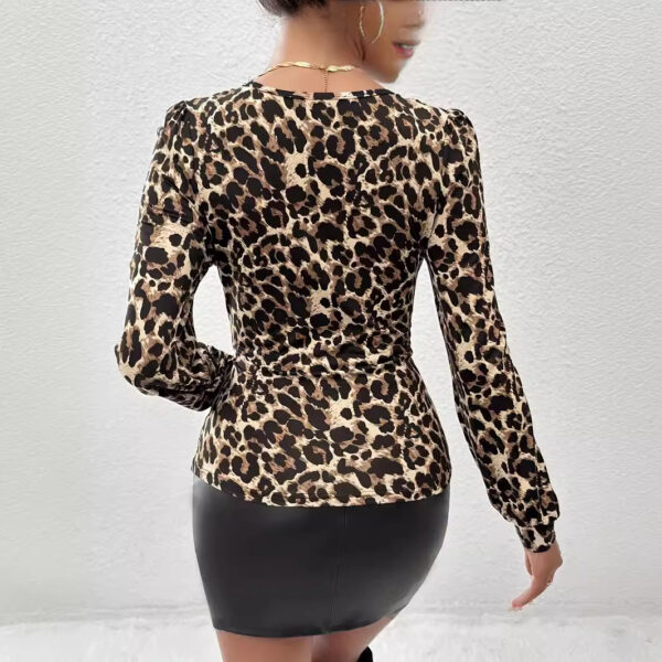 Autumn And Winter New Leopard Print Lace Top - Image 4