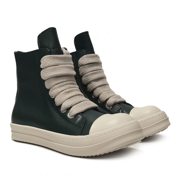 High-top Leather Shoes Men's Sneakers Sports Casual Women's Leather Short Boots Couple's Large Size Shoes - Image 4