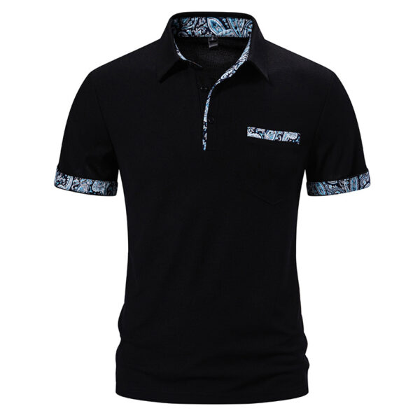 Men's Paisley Color Lapel Short-sleeved T-shirt - Image 6