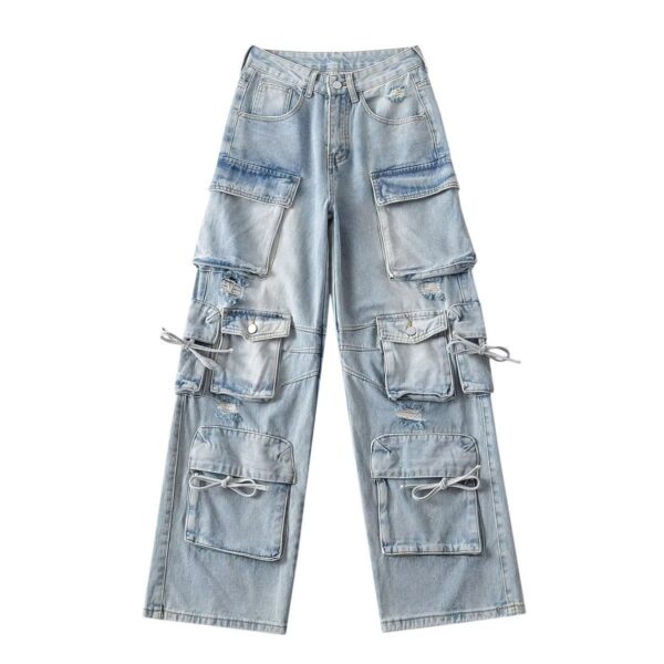 American Style Fashion Work Clothes Style Straight-leg Denim Trousers - Image 2