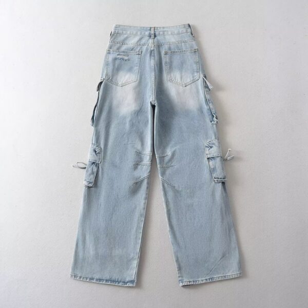 American Style Fashion Work Clothes Style Straight-leg Denim Trousers - Image 3