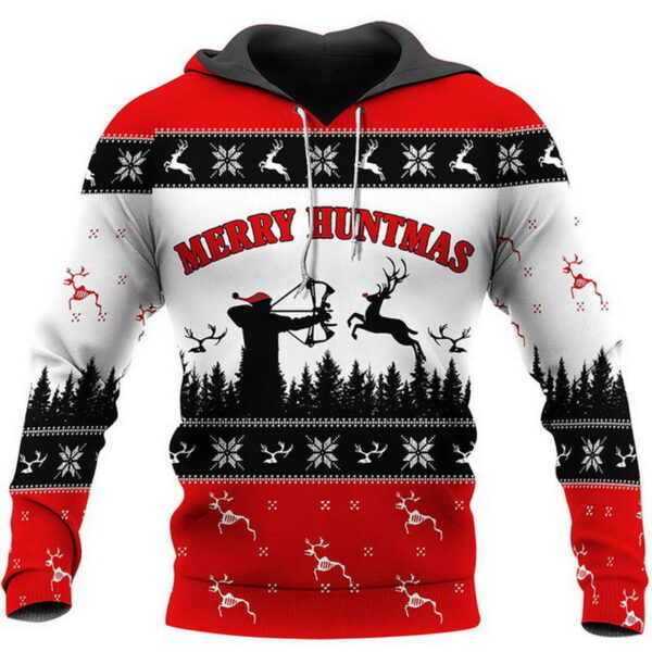 Christmas Printed Men's Hooded Sweatshirt Autumn And Winter Oversized Sweater - Image 4