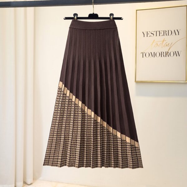 Women's Autumn And Winter New High Waist Thickened Mid-length A- Line Skirt Pleated Wool Skirt - Image 5