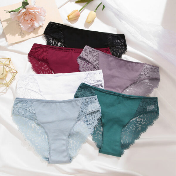 Women's Cotton Lace Stitching Briefs - Image 6