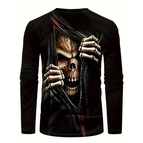 Retro Men's T-shirt 3D Printed Street Hip-hop Loose Crew Neck Casual Long Sleeve - Image 9