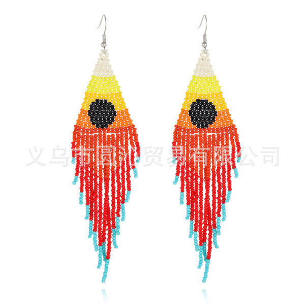 Europe And America Creative Sea Sunrise Landscape Tassel Earrings Female Ethnic Style Long Handmade Bead - Image 6