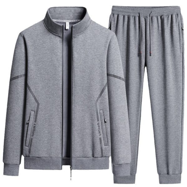 Two-piece Set Fleece-lined Thickened New Stand Collar Men's Leisure Sports Suit - Image 10