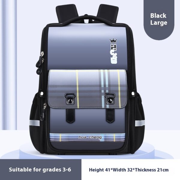 Plaid Schoolbag Grade Spine Protection Student Backpack - Image 2