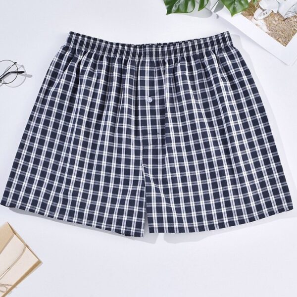 Men's Casual Arrow Pants Woven Printed Cotton Plaid Loose Breathable Boxer Briefs - Image 3