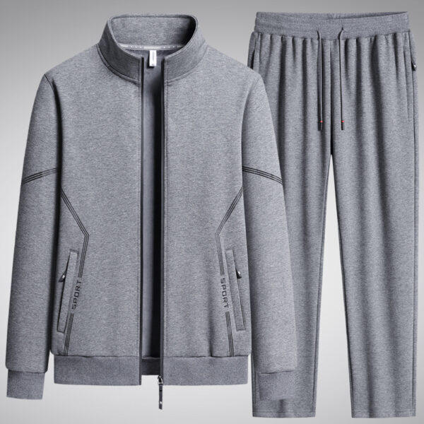 Two-piece Set Fleece-lined Thickened New Stand Collar Men's Leisure Sports Suit - Image 3