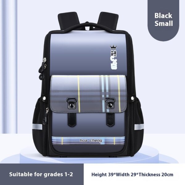 Plaid Schoolbag Grade Spine Protection Student Backpack - Image 5