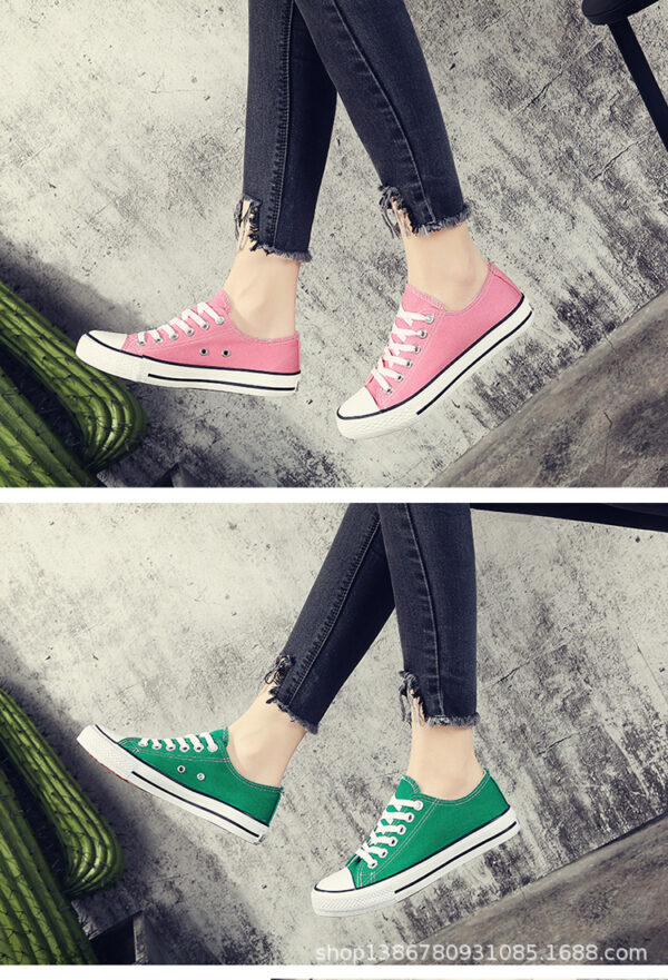 Spring New Korean Style Couple Candy Color Canvas Shoes Male Student Lace Up Casual Flat Shoes Trendy Cloth Shoes - Image 10