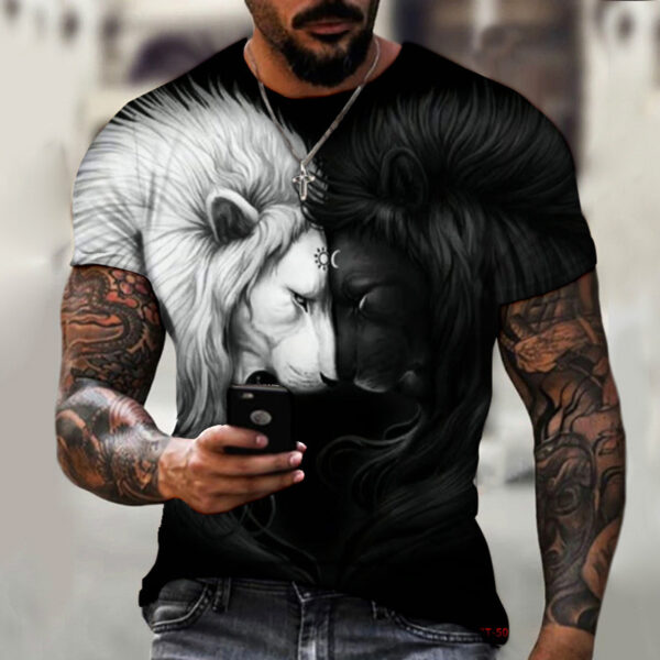 Animal Beast Lion 3D Printed Summer Men's T-shirt - Image 4