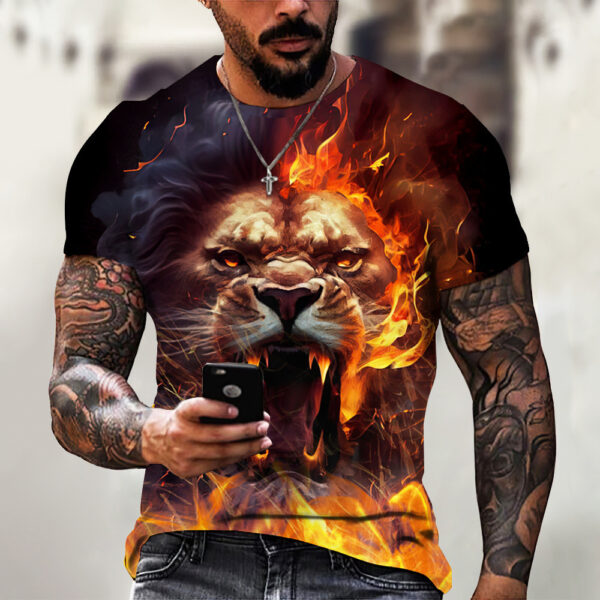 Animal Beast Lion 3D Printed Summer Men's T-shirt - Image 3