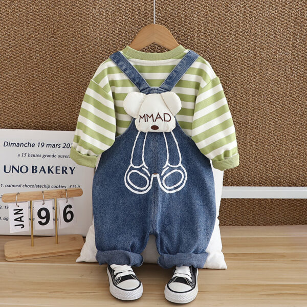 Children's Fashionable Clothes Boys' Striped Two-piece Set - Image 4